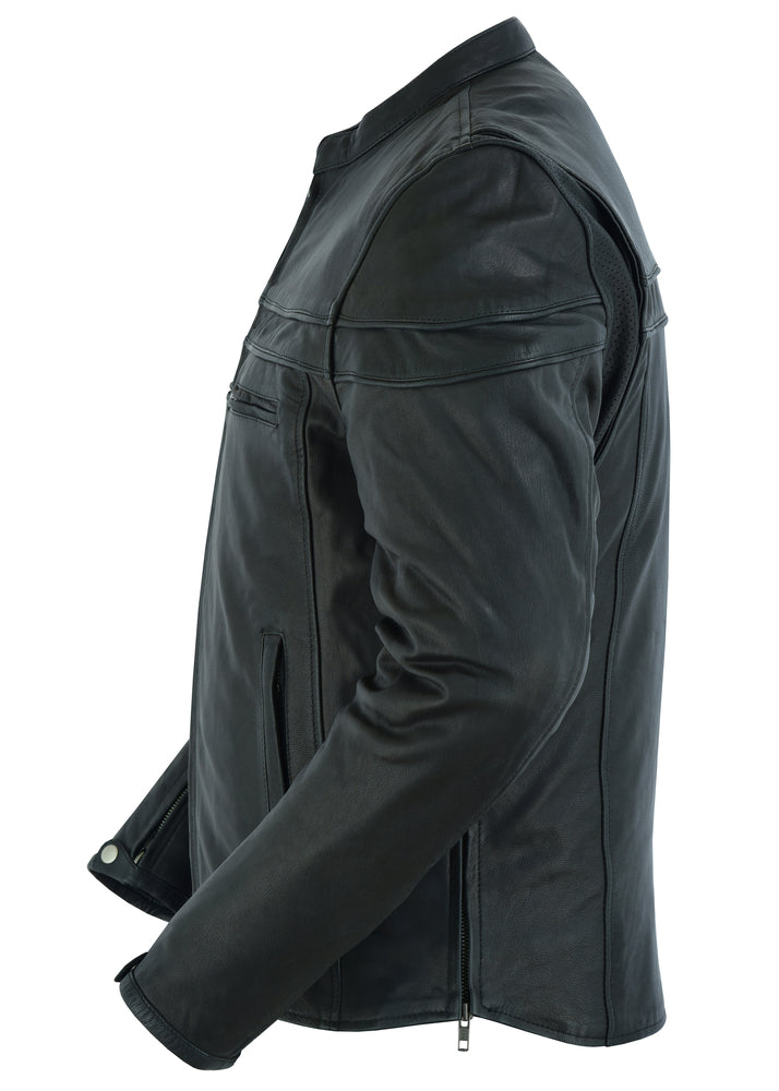 RC Men’s Sporty Lightweight Black Leather Cross Over Jacket