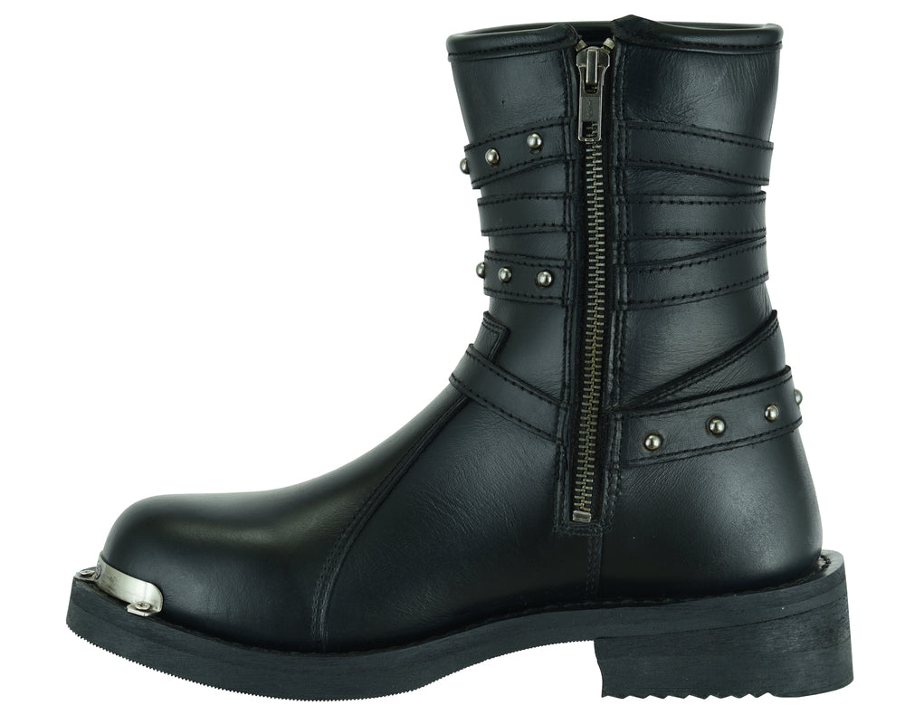 DS Women's 9 Inch Black Triple Buckle Leather Harness Boot