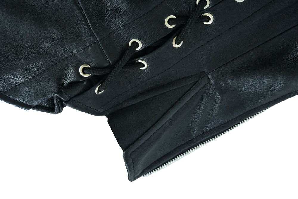 RC Women's Black Thigh High Leather Side Lace Leggings