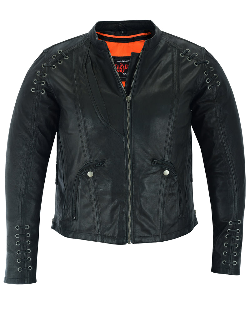 RC Women's Stylish Jacket with Grommet and Lacing Accents
