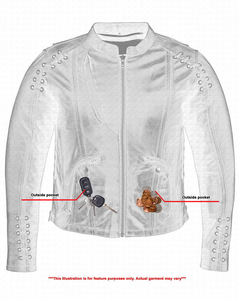 DS Women's Stylish Jacket with Grommet and Lacing Accents