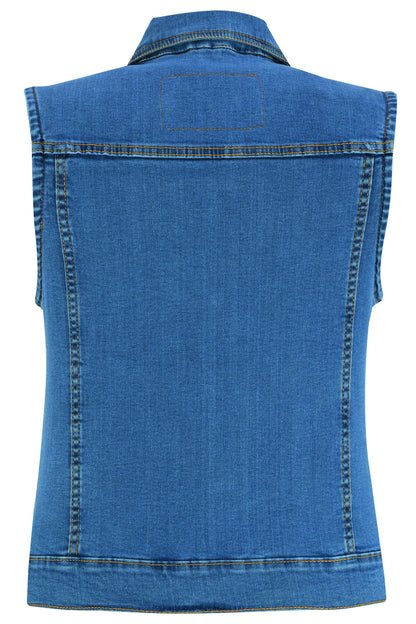DM  Women's Blue Denim Snap Front Vest