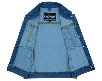 DM  Women's Blue Denim Snap Front Vest