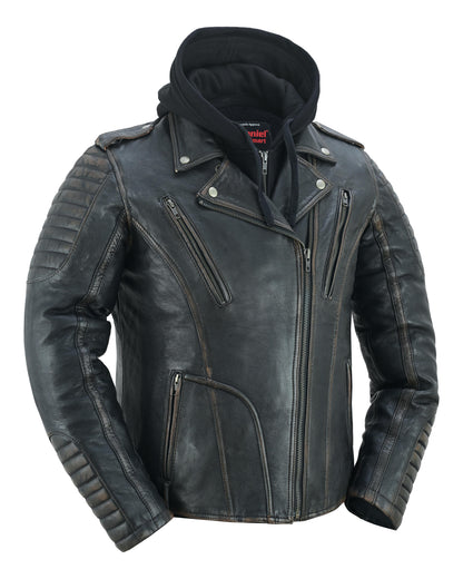 DS Women's Lightweight Drum Dyed Distressed Naked Lambskin M/C Jac