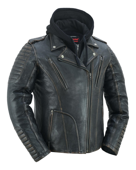 DS Women's Lightweight Drum Dyed Distressed Naked Lambskin M/C Jac
