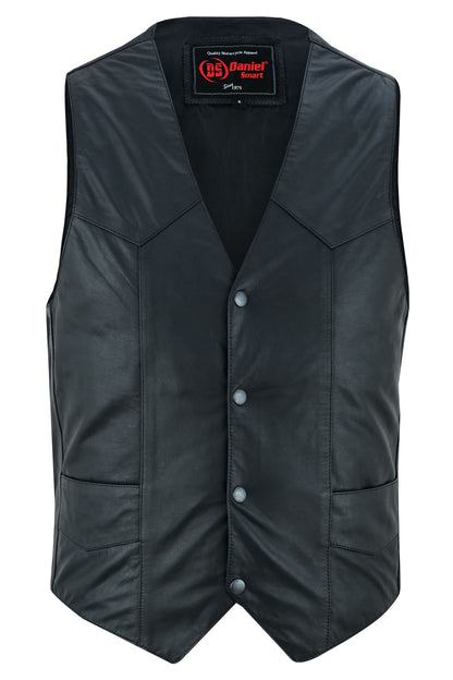RC Men's Traditional Light Weight Black Leather Motorcycle Vest