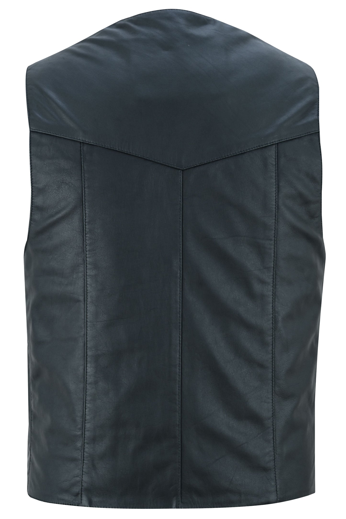 RC Men's Traditional Light Weight Black Leather Motorcycle Vest