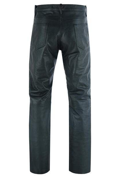 RC Women's Classic 5 Pocket Black Casual Motorcycle Leather Pants