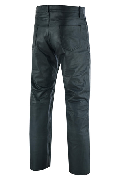 RC Women's Classic 5 Pocket Black Casual Motorcycle Leather Pants