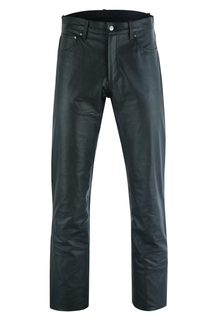 RC Women's Classic 5 Pocket Black Casual Motorcycle Leather Pants