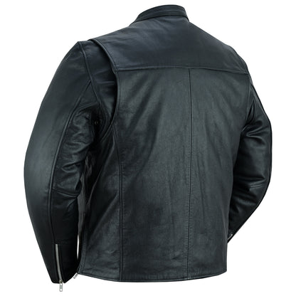 RC Men’s Classic Black Scooter Leather Jacket