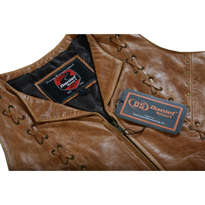 RC Women's Brown Zippered Vest with Lacing Details
