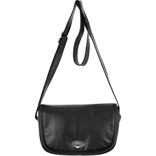 RC Women's Black Construction Leather Purse/Shoulder Bag
