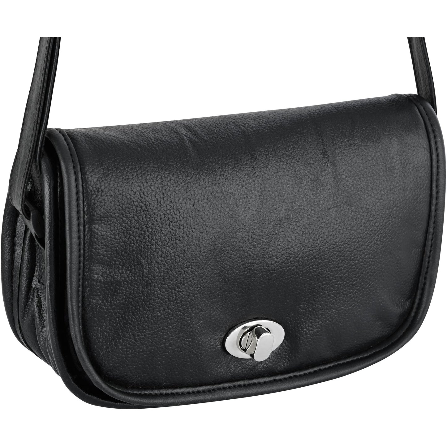 RC Women's Black Construction Leather Purse/Shoulder Bag