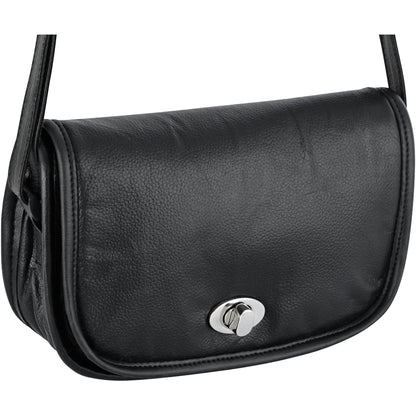 RC Women's Black Construction Leather Purse/Shoulder Bag