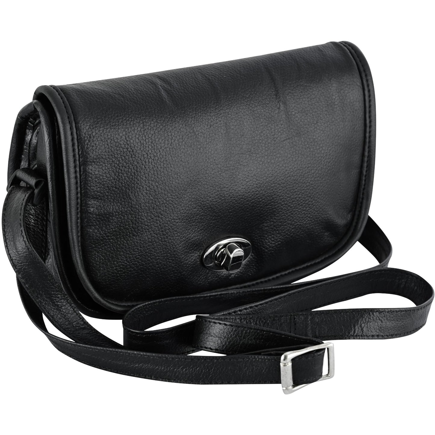 RC Women's Black Construction Leather Purse/Shoulder Bag