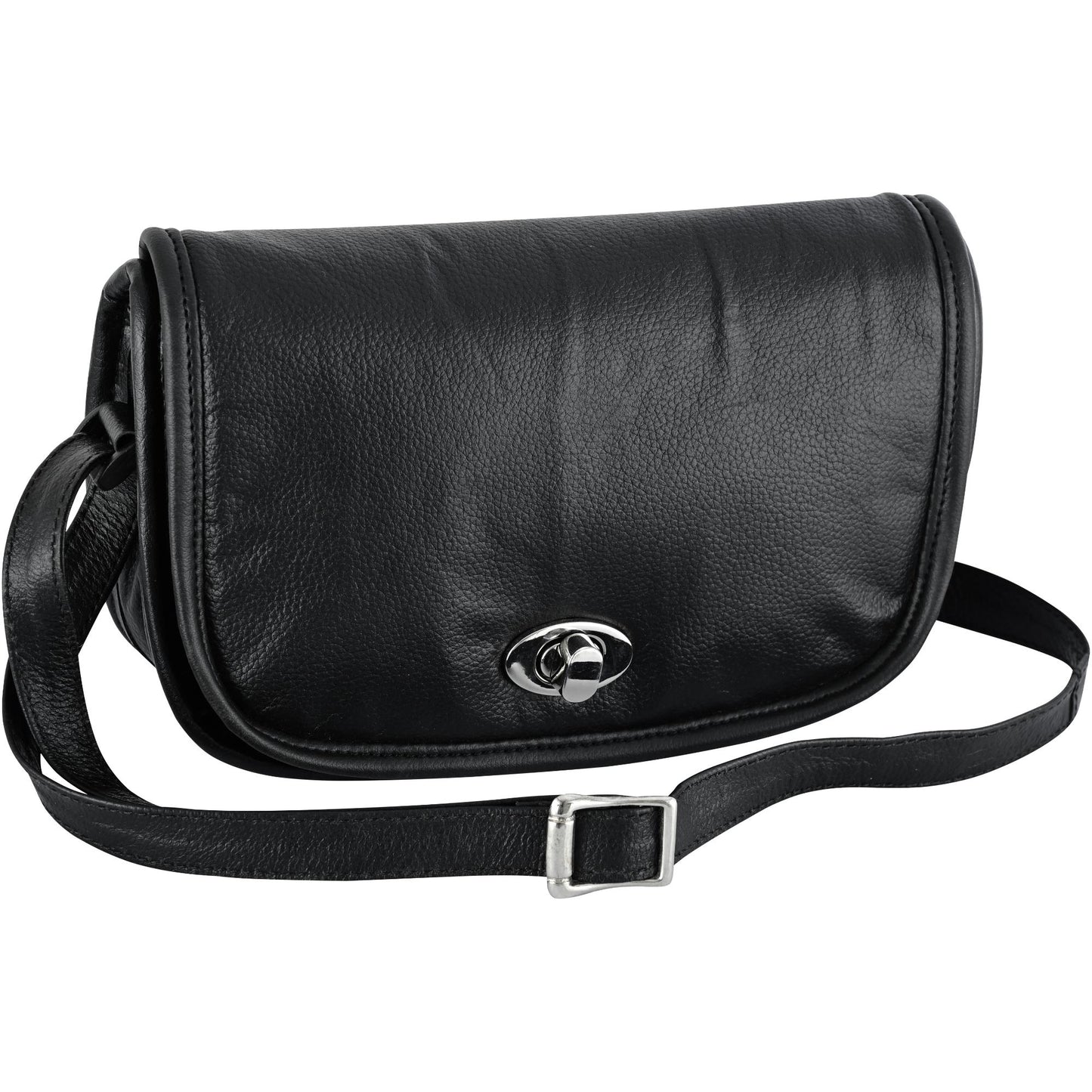 RC Women's Black Construction Leather Purse/Shoulder Bag