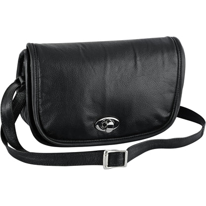 RC Women's Black Construction Leather Purse/Shoulder Bag