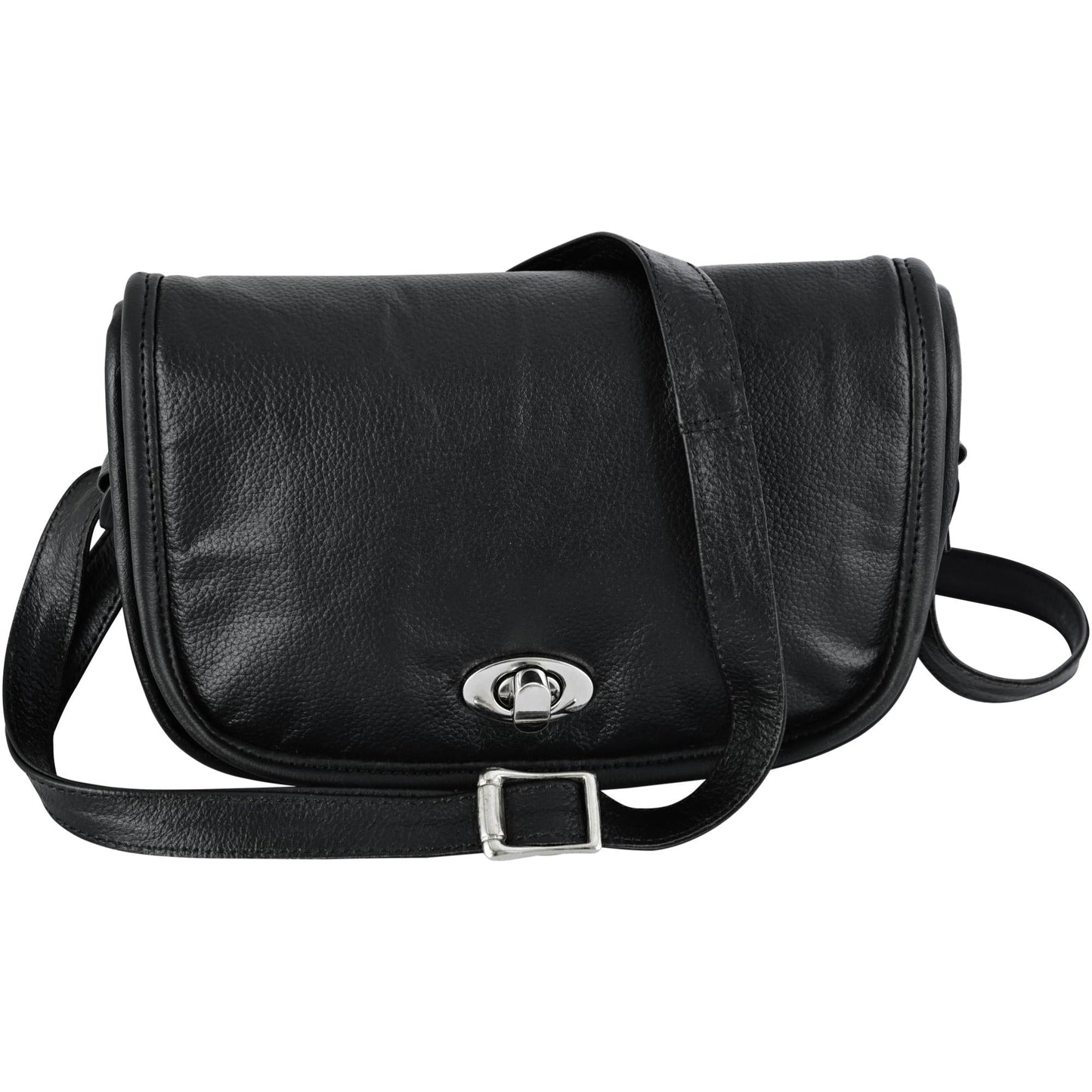 RC Women's Black Construction Leather Purse/Shoulder Bag