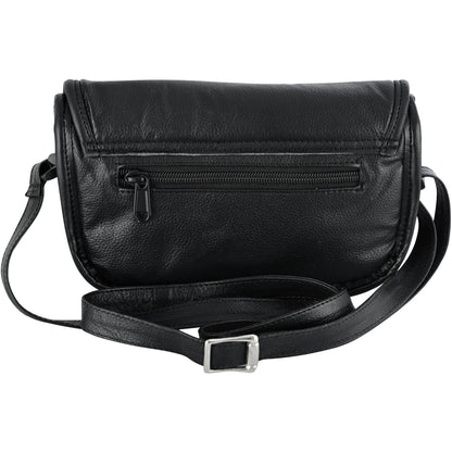RC Women's Black Construction Leather Purse/Shoulder Bag