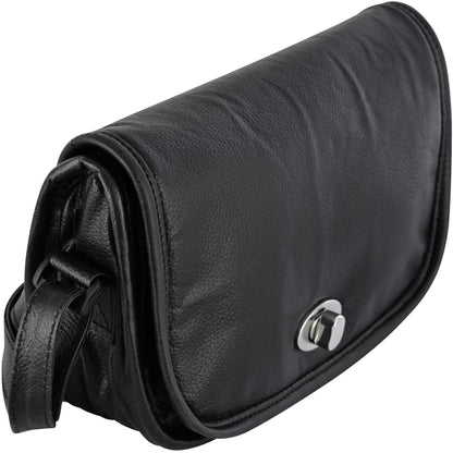 RC Women's Black Construction Leather Purse/Shoulder Bag