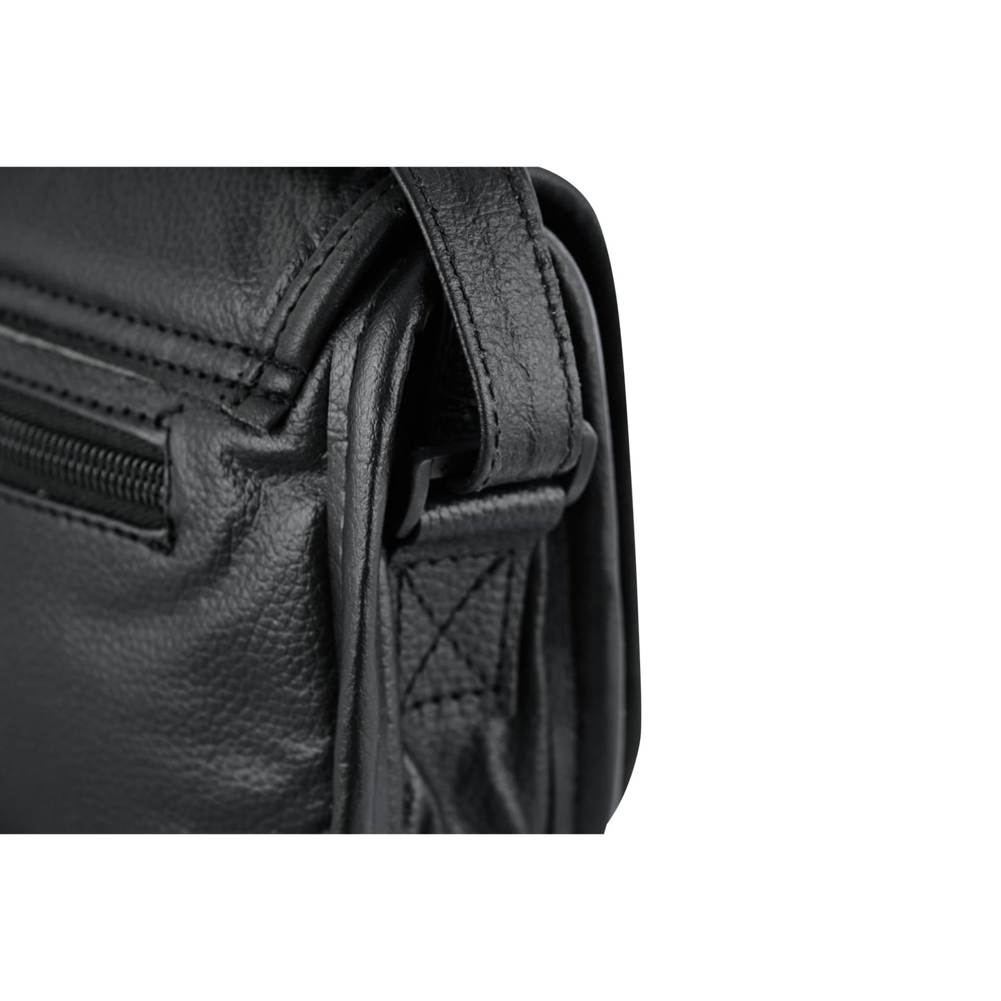 RC Women's Black Construction Leather Purse/Shoulder Bag