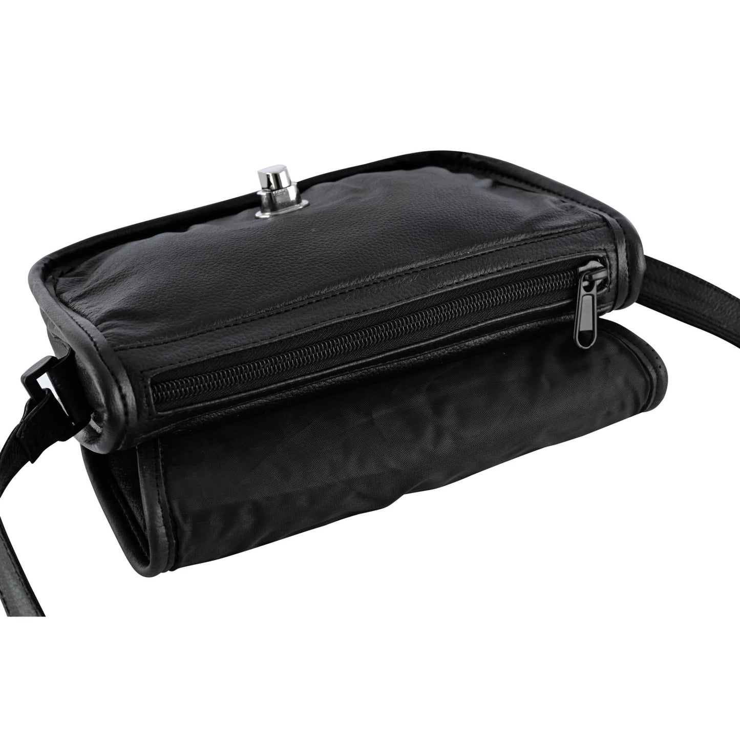 RC Women's Black Construction Leather Purse/Shoulder Bag