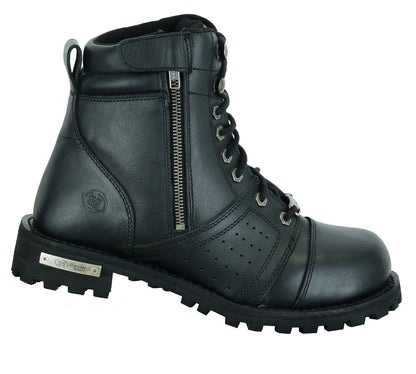 DS Men's 6'' Side Zipper Plain Toe Boot W/Perforation