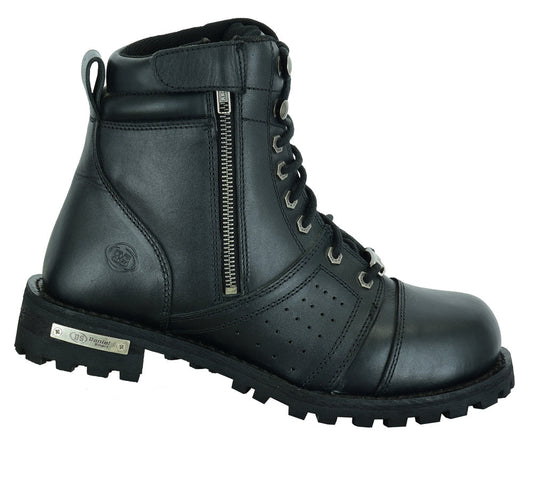 DS Men's 6'' Side Zipper Plain Toe Boot W/Perforation