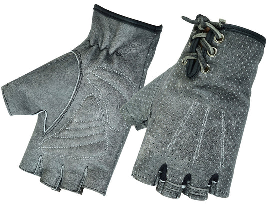 DS74 Women's Washed-Out Gray Perforated Fingerless Glove