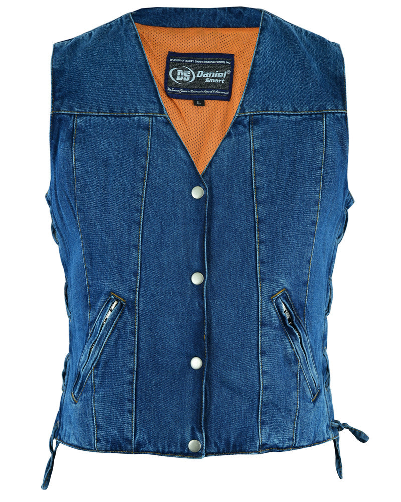 DM997 Women's Single Back Panel Concealed Carry Denim Vest - Blue