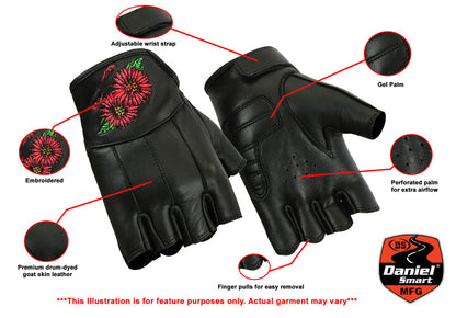 RC Women's Embroidered Fingerless Glove