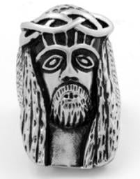 R125 Stainless Steel Jesus Face Skull Biker Ring