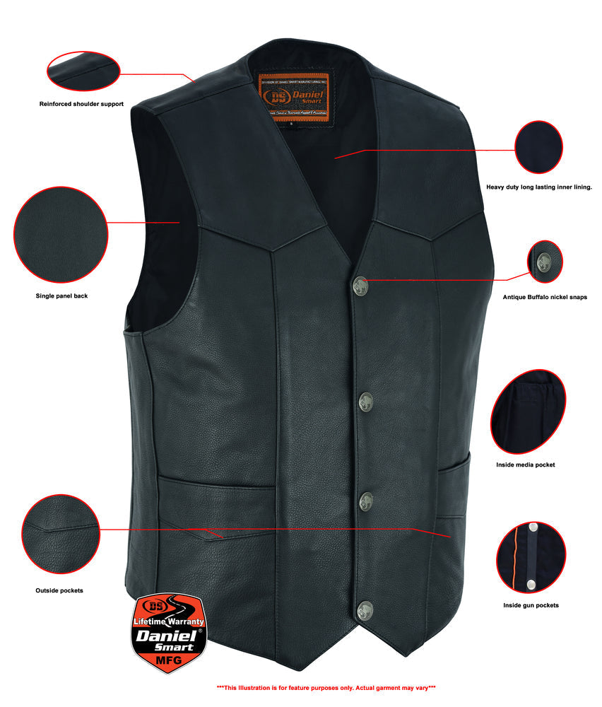 RC Advance Men's Buffalo Nickel Head Snap Vest