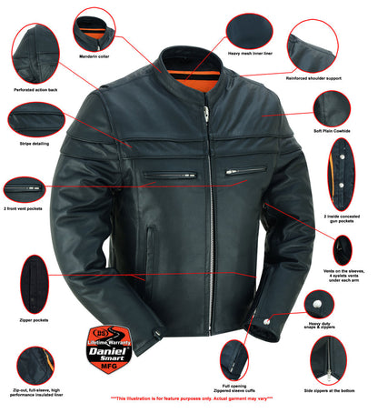 DS Full Hand Black Leather Motorcycle Jacket