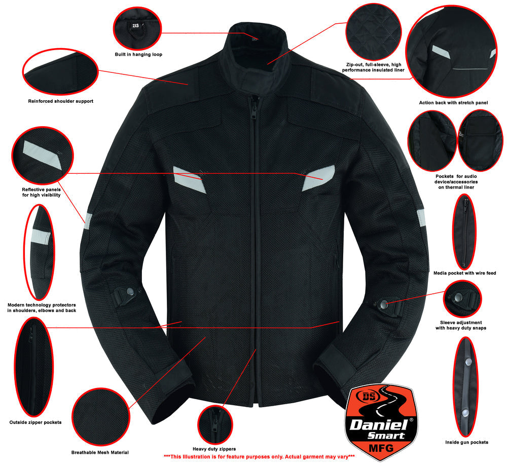 RC Mens Performance Mesh Motorcycle Jacket – Black