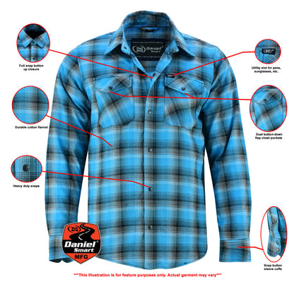 DS4683 Flannel Shirt - Blue and Black Shaded