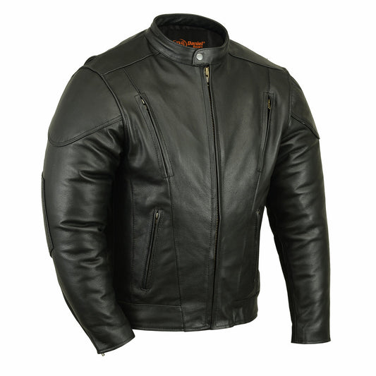 RC Men’s Black Vented Motorcycle Jacket with Plain Sides