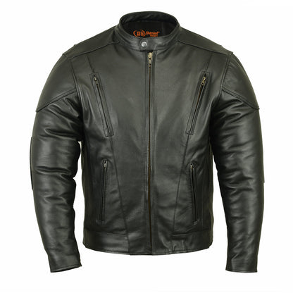 RC Men’s Black Vented Motorcycle Jacket with Plain Sides