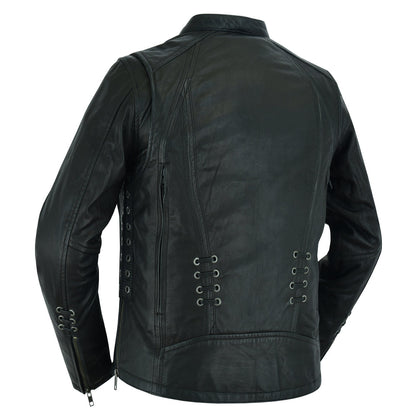 DS Women's Stylish Jacket with Grommet and Lacing Accents