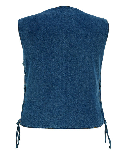 DM Women's 6 Pocket Denim Utility Vest - Blue