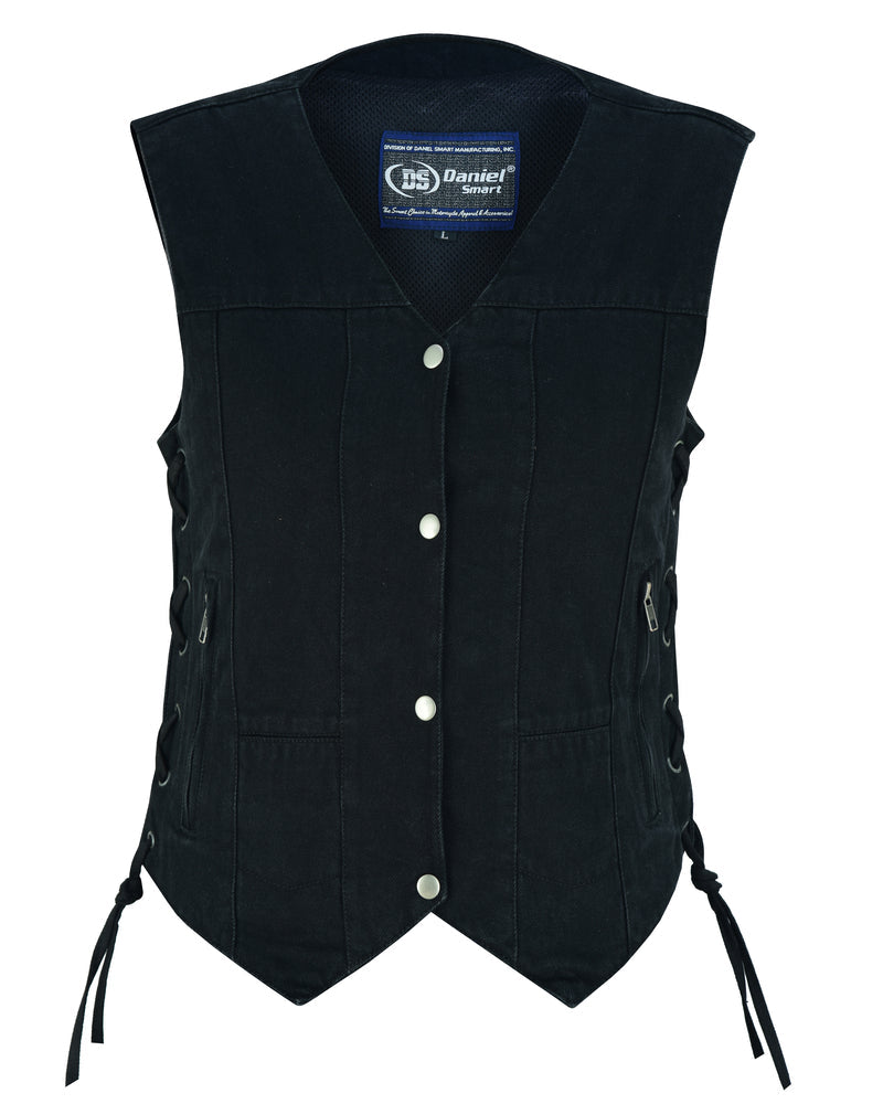 DM947 Women's 6 Pocket Denim Utility Vest - Black