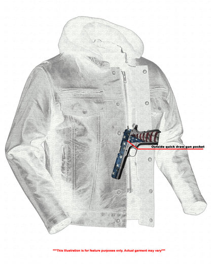 RC Men's Black Lightweight Drum Dyed  Distressed Lambskin Jacket with Removable Hoodie