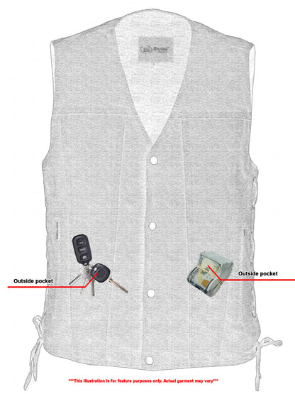 DM905BK Men's Single Back Panel Concealed Carry Denim Vest