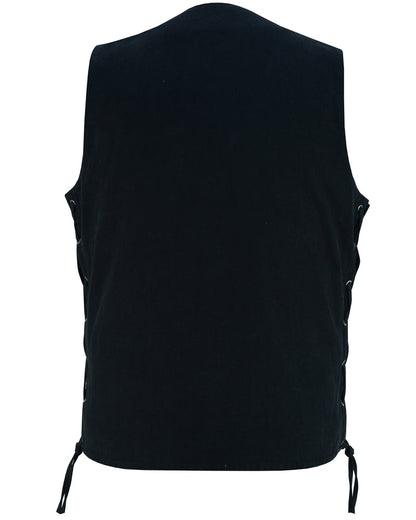 DM Men's Ten Pocket Denim Utility Vest - TALL