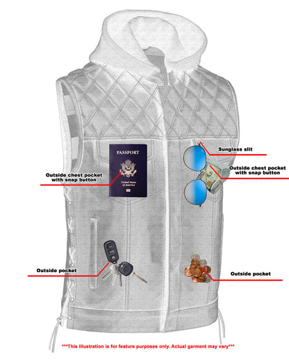 RC Men's Road Edge Leather Black Vest – Removable Hood