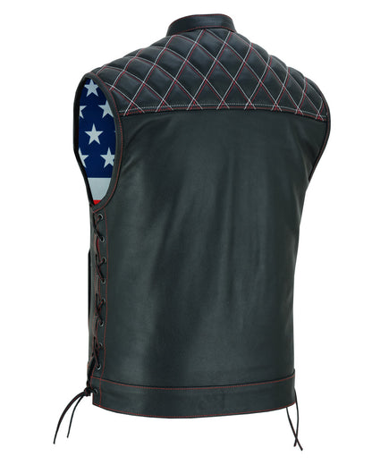 RC Men's Road Edge Leather Black Vest – Removable Hood