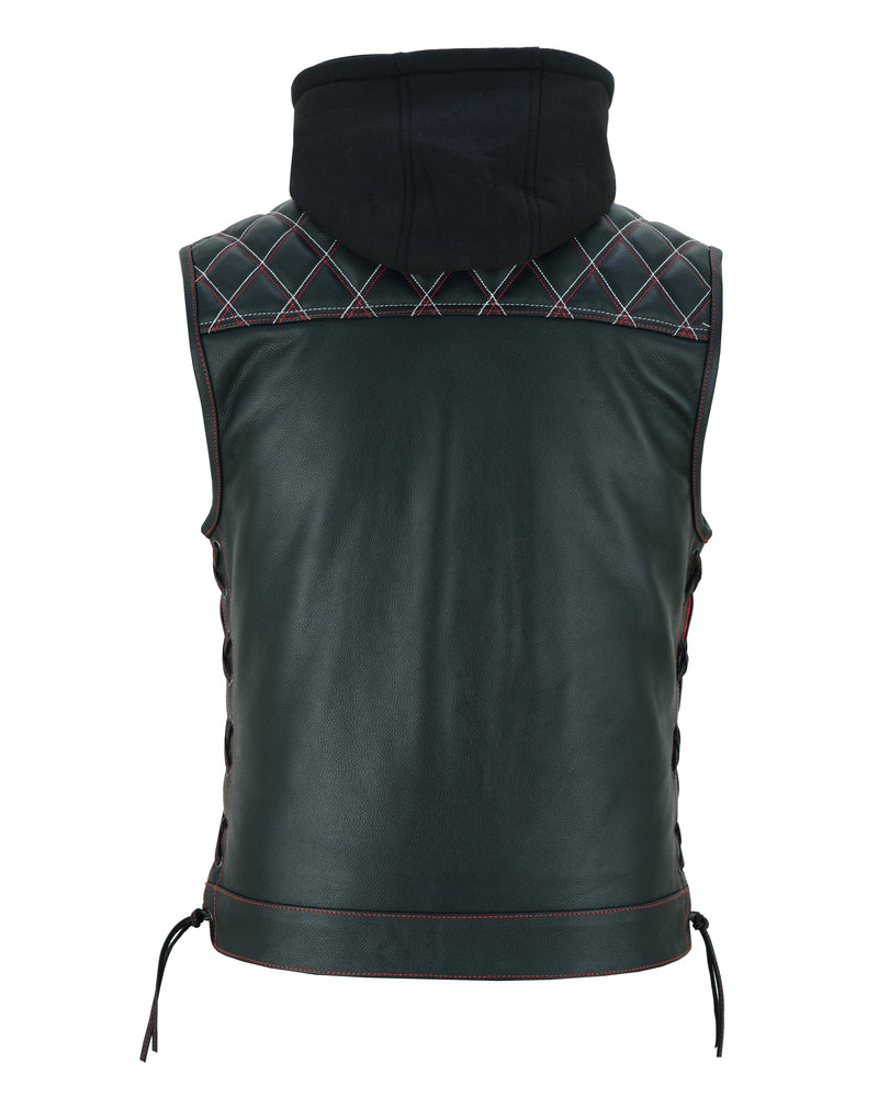 RC Men's Road Edge Leather Black Vest – Removable Hood