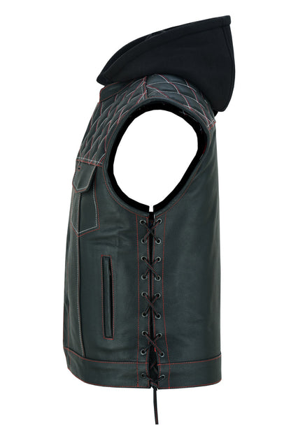 RC Men's Road Edge Leather Black Vest – Removable Hood