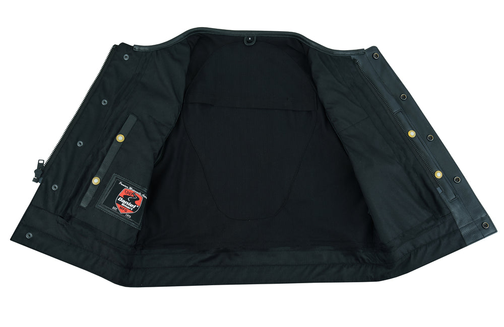RC Men's Drop Zone Leather Motorcycle Vest – Black